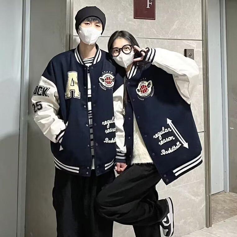 2025美式棒球服男女秋冬季潮牌毛巾绣飞行员夹克情侣休闲宽松外套,男装夹克,星座715-4