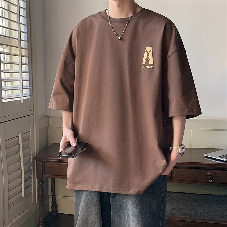夏季港风高街潮牌字母发泡印花圆领短袖T恤男A409-1,男装T恤,电商A409-1