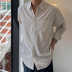 MRCYC条纹衬衫男长袖春秋季高级感痞帅韩系潮流休闲免烫衬衣外套，男装衬衫，星座1210-1