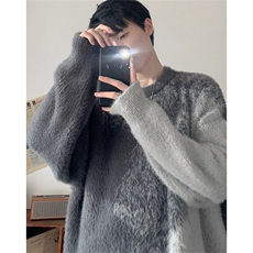 渐变慵懒毛衣男生秋冬仿貂毛时尚针织衫男毛衣外套毛绒MY7205，男装针织衫/毛衣，星座1116A（原606A-3）