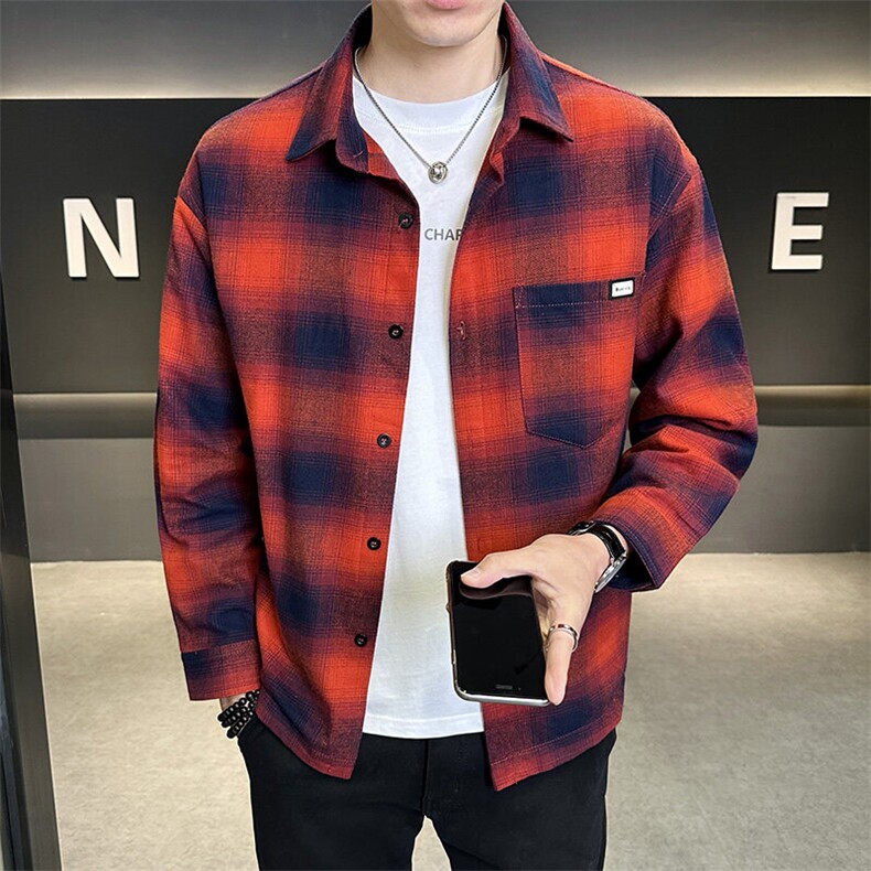 C317-6701-P952025春季新款千鸟格衬衫式夹克薄款外套男，男装夹克，电商C317