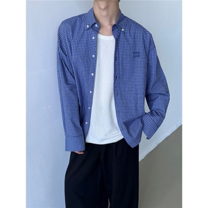 港风秋款男衬衫刺绣格子宽松休闲衬衣CD31P33,太平鸟女装2020秋穿搭图片