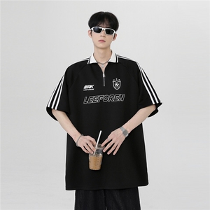 撞色拼接短袖潮牌痞帅t恤cleanfit高级感休闲运动Polo衫T906-P38图片
