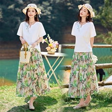 棉麻连衣裙女夏2026新款搭配一整套小香风上衣半身裙子，女装半身裙，倪叶myz