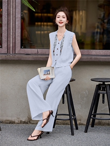 好看的夏装套装女2026新款洋气减龄时尚休闲阔腿裙裤两件套图片