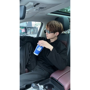 千鸟格亨利领潮流美式复古上衣休闲简约男女卫衣T3691-特价P24图片