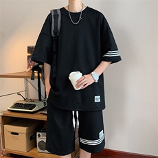 直播品质！2024夏季新款男士珠地短袖T恤套装学生一套TZP001P70，男装T恤，电商B220