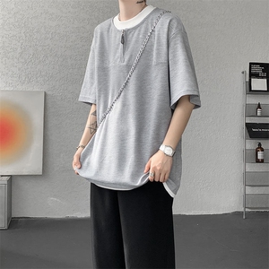 现货 DX10140-特P38 控78 美式假俩件T恤领短袖男大码休闲半袖图片