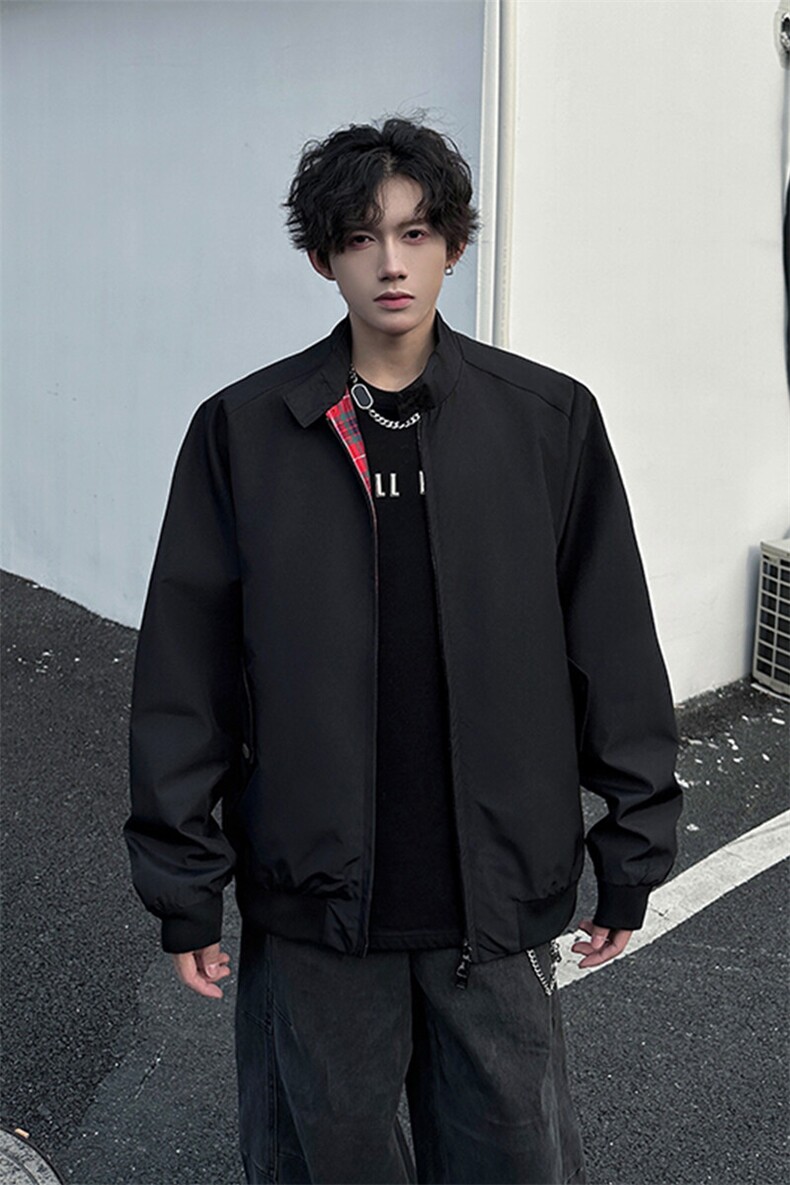 8XL-M美式复古棒球服外套男特大码潮牌双拉链立领夹克衫JK005P85,男装夹克,电商B312