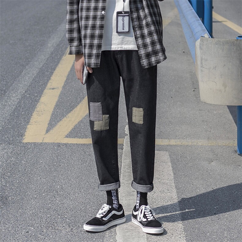 K211P35秋季新款潮流休闲宽松九分老爹牛仔裤,男装牛仔裤,星座410-6（原星座1304-1）
