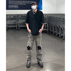 拉链ins美式高街hiphop直筒大码牛仔裤货号K667P65，男装牛仔裤，电商A063