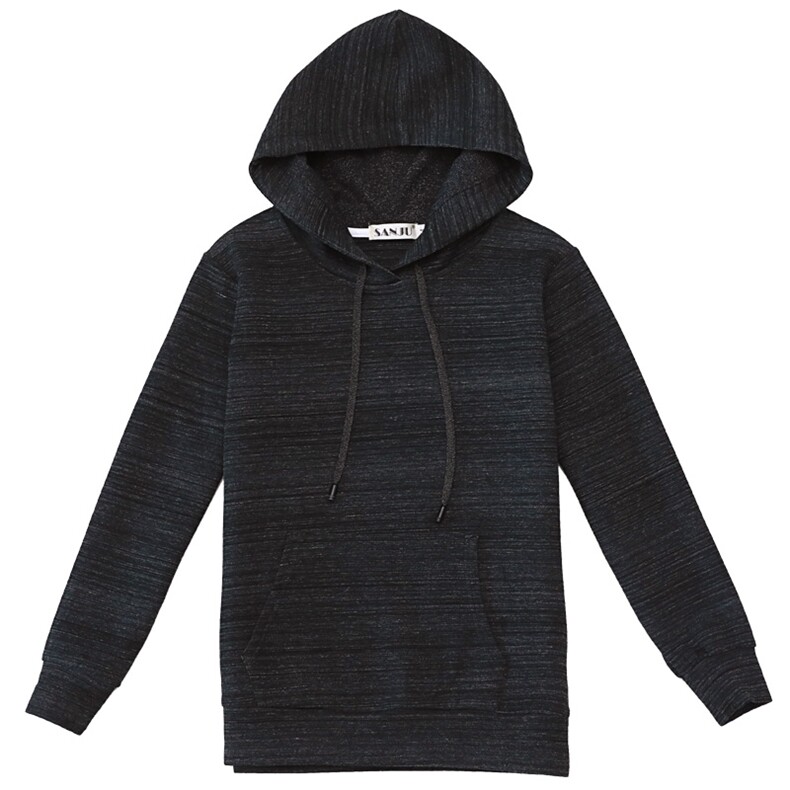 2021年冬季创意长袖宽松连帽口袋卫衣/绒衫潮流街头舒适,女装T恤,丽影随形