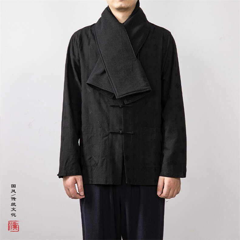 秋冬新款风男装棉麻提花男士加棉围巾WJ01P35,饰品围巾,钱塘802