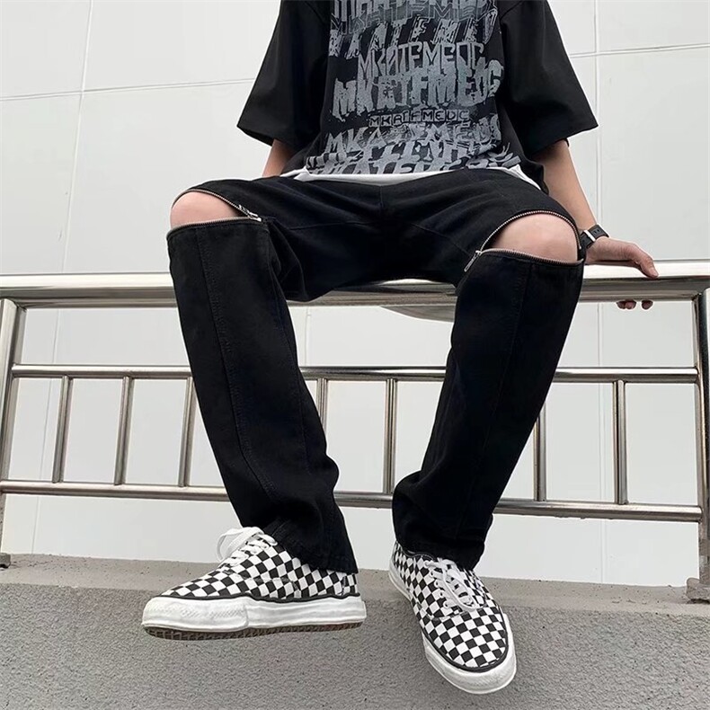 潮流春季牛仔裤男牛仔长裤膝盖拉链牛仔裤E10P38,男装牛仔裤,星座1116-2