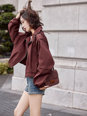 红外套女短款风衣2025新款时尚休闲百搭棒球服派克夹克上衣，女装派克服，依万里