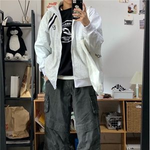美式潮牌刺绣拉链夹克青春痞帅百搭学院风运动外套男女W6090-P60图片