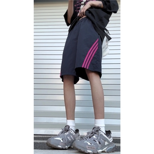 INS夏季新款冰丝条纹百搭速干宽松五分裤B315-K24185-特p25控48图片