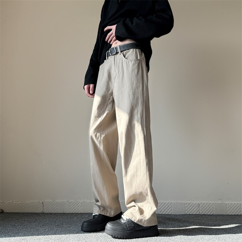 2025年春秋100棉%纯色四季款感阔腿长裤休闲百搭垂感长裤1229/p48,男装休闲裤,电商B381-2