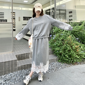灰色设计感卫衣半身裙套装女秋季2026新款182-8576-P175-K258图片