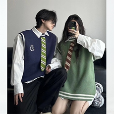 23M03-P60新款男女休闲学院风毛衫背心美式针织衫叠穿情侣背心，男装背心/马甲，电商B327
