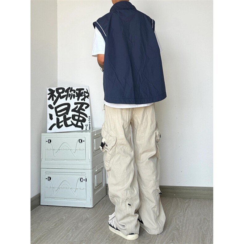 【网图有货】藏蓝色美式工装马甲背心男山系短款外套A683CC-特P40,男装背心/马甲,星座1007（原301D）