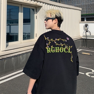得物美式藤蔓小恶魔抖音直播短袖220克纯棉T5141P23图片