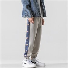 日系2024秋冬新款撞色串标束脚运动休闲潮牌裤子2120-45控69图片