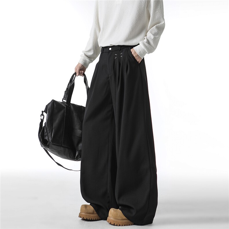 YK314特P38控68无影墙秋装廓形刺绣休闲裤黑色西裤垂感长裤子，男装西裤，电商A249