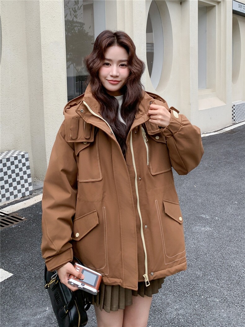 韩系工装派克羽绒服女2025冬季新款高端洋气休闲保暖90白鸭绒外套,女装羽绒服,玖莱伊