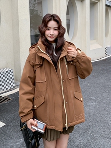 韩系工装派克羽绒服女2025冬季新款高端洋气休闲保暖90白鸭绒外套图片