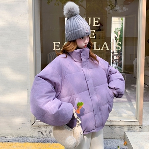 2025冬季新款紫色短款面包羽绒服50绒2C375-2522-P 255-K398图片