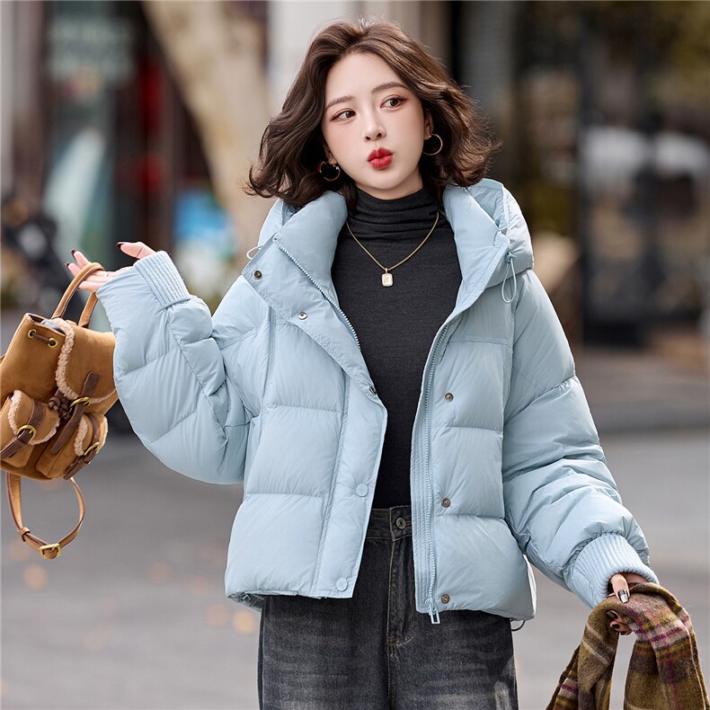 小个子90绒羽绒服短外套女2025冬季韩系休闲宽松显瘦白鸭绒面包服,女装羽绒服,辉之琳