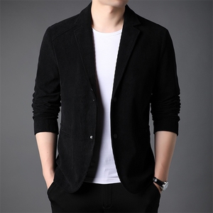 2023春季新款男士休闲时尚商务长袖西装外套男装单西灯芯绒西服图片