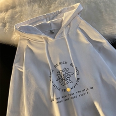 WY2163-P35加绒款-P40纯棉连帽卫衣男大码运动帽衫宽松薄外套男，男装卫衣，电商A040