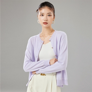 柔软亲肤百搭舒适时尚潮流开衫女35%羊绒衫简约秋冬季图片