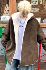 潮牌座山雕棉服冬季男加绒加厚连帽棉衣外套M6021P115控148，男装棉衣，电商A157