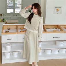 白色高级感减龄套装裙女2025春季新款法式超好看上衣半身裙两件套，女装套装/套裙，2D078