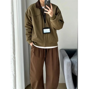 大货拼色衬衫领纯棉宽松夹克男上衣外套DSA157B-J182-P75图片