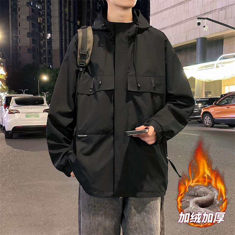 AJ233-90冬季加绒加厚连帽冲锋衣防风防水棉衣外套,男装棉衣,星座109