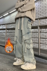 水洗做旧美式多口袋工装牛仔裤K670P70加绒K431P65控89不加绒，男装牛仔裤，电商A102B