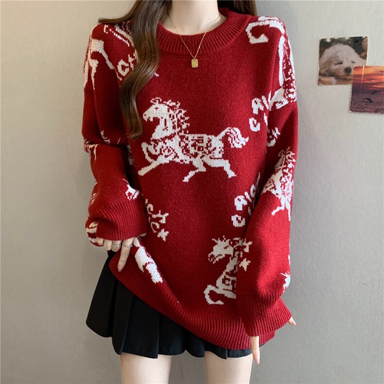 红色冬季男女情侣毛衣新款潮流气质百搭时尚流行MY9399,男装针织衫/毛衣,星座208-5