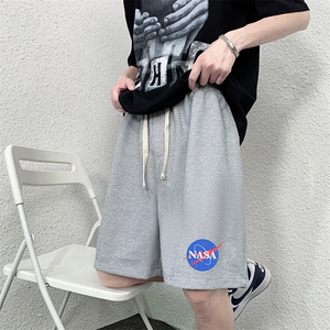 HD74252-P22 华夫格短裤男大码宽松五分裤男直筒中裤图片