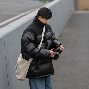 拼接PU皮棉衣加厚棉服立领街头外套ZM073-P110控139图片
