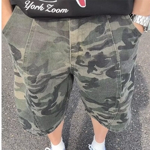 美式复古迷彩短裤男款夏季宽松直筒工装裤子潮牌宽松直筒五分中裤图片