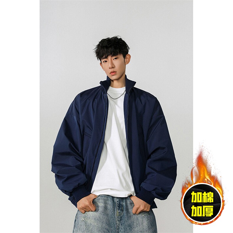 现货冬季美拉德立领飞行夹克廓形高街棒球服加棉加厚棉衣外套，男装夹克，电商A443