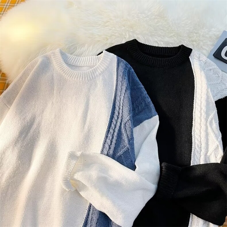 秋冬款拼色毛衣男ins韩版潮流学生个性港风百搭宽松帅气潮牌线衣，男装针织衫/毛衣，星座506A