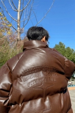 港风鳄鱼纹钢印字母图案设计大码休闲潮流棉衣男MY77727P128控168，男装棉衣，星座227-7