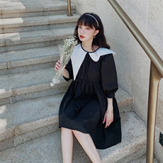 2021夏季新款不规则娃娃领连衣裙浙宝292A货号W008，女装连衣裙，时倾STUDIO