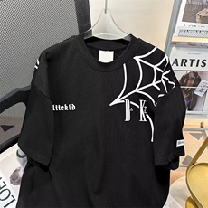 TT062-P35夏季重磅纯棉蜘蛛高街短袖男女黑色T恤复古宽松设计感，男装T恤，星座911-3