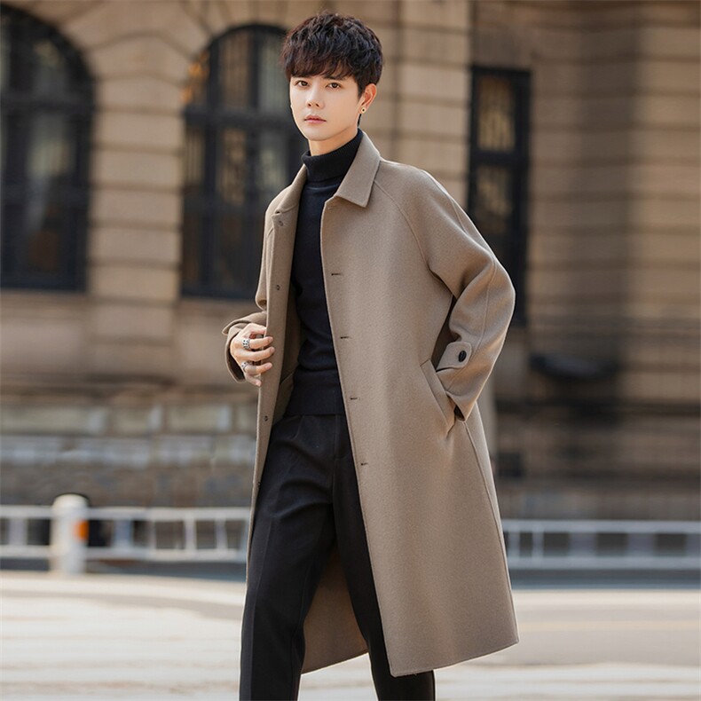 双面羊毛大衣男士中长款秋冬季加厚落肩呢子外套羊绒过膝8021P355，女装短外套，电商A355（原A415）